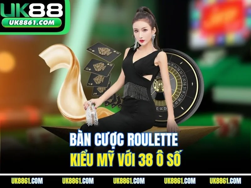 Bàn cược roulette kiểu Mỹ với 38 ô số